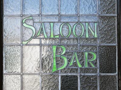 Saloon bar stained glass in door